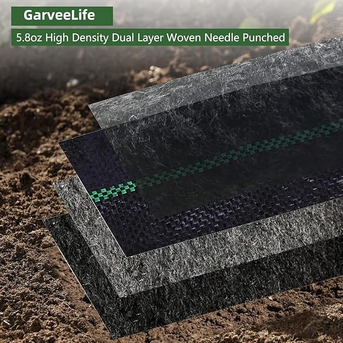 Woven Landscape Fabric 5.8oz, 4 x 300FT Weed Fabric Barrier, Double Layer, Garden Fabric Weed Barrier, Weed Control Fabric Ground Cover, Gardening Mat for Garden Beds, Landscaping