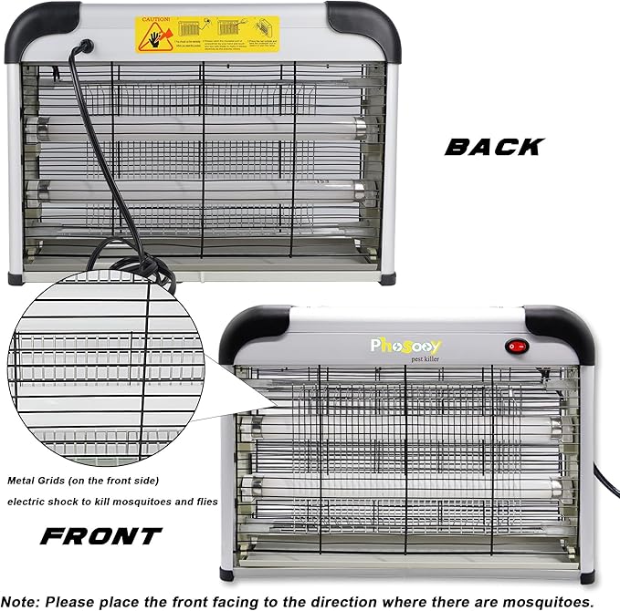 Electric Bug Zapper, 2800V High Grid Indoor Mosquito Killer with 20W Lamps, Plug-in Hanging Insect Trap for Mosquitoes, Moths, Gnats, Flies and Flying Insects Indoor Use