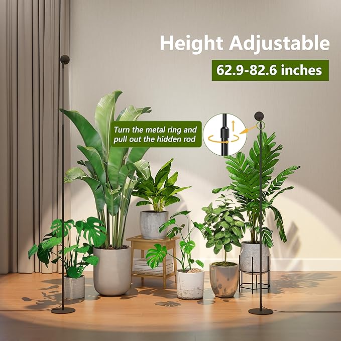 Standing Grow Light with Timer 4/8/12H, 20W Full Spectrum Vertical Grow Lights for Indoor Plant Growing, Wide Coverage, 5.24FT to 6.88FT Height Adjustable, Ideal for Large Tall Plants