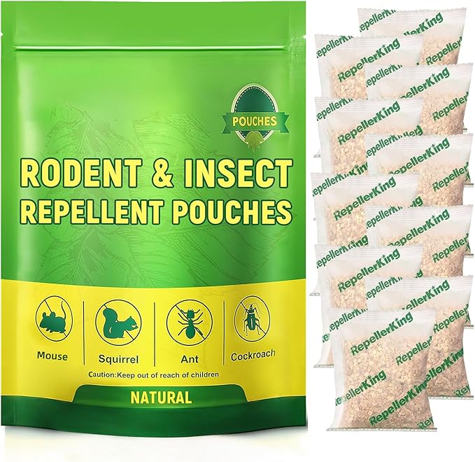 Extra-Strength Mouse and Rat Repellent Pouches, Strong Peppermint Oil Repellent for Mice Indoor/Outdoor, Natural Mouse Deterrent for House, Garden, Car, RV, Basement, Garage, Patio (10 Pack)