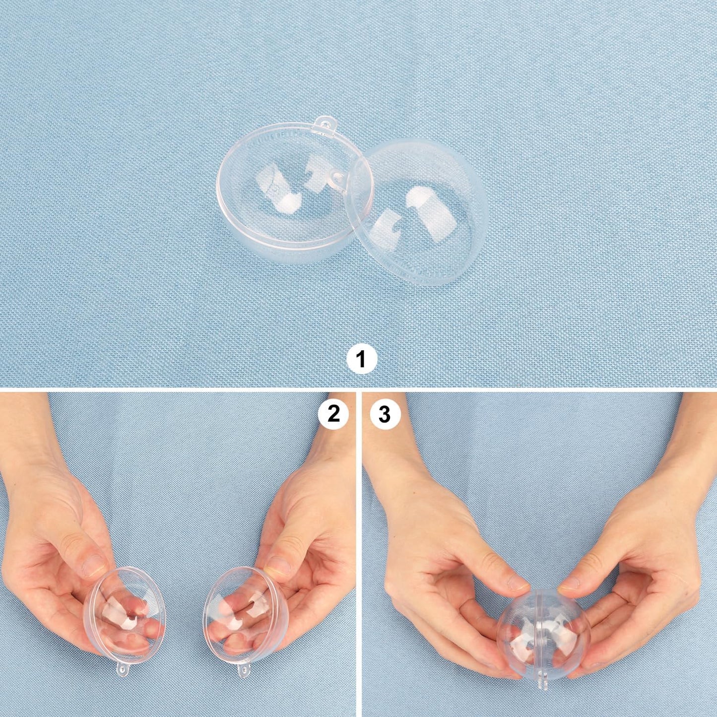 180 Pcs 2.36 Inch Clear Plastic Fillable Balls, Christmas DIY Fillable Ornaments Balls, Plastic Ornaments Ball for Christmas, Holidays, Weddings, Parties, and Home Decor