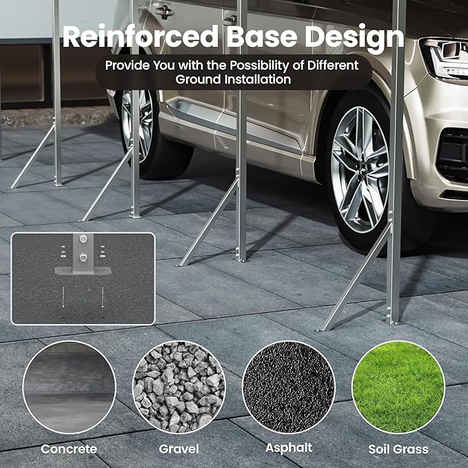 Heavy Duty Metal Carport – Sturdy Structure, All-Weather Protection, Easy Assembly for Cars, Trucks, Boats, Tractors, and Outdoor Storage (White, 10X15 FT)