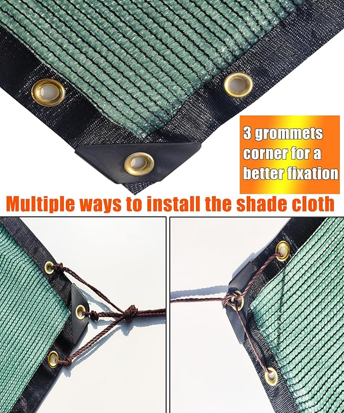 e.share 70% Shade Cloth for Garden, 3 Ft X 10 Ft Sun Shades Outdoor Patio with Grommets for Plant Covers,Porch Screen,Pergola Shade Cover,Greenhouse,Green