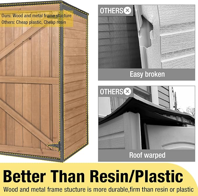 Aivituvin Outdoor Storage Shed Upgraded with Strong Metal Frame Horizontal Storage Cabinet for Trash Cans and Yard Tools 4.2 ft. x 2.3 ft.