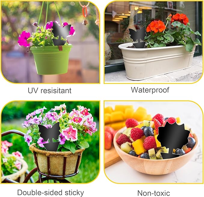 Fruit Fly Traps, 100 Pack Black Sticky Traps, Fungus Gnat Traps, Plant Fly Stickers for Indoor and Outdoor Use Protect The Plant