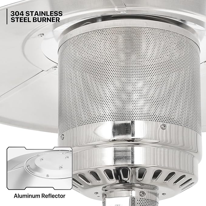 MoNiBloom 48000 BTU Propane Patio Heater with Stainless Steel Burner Outdoor Patio Heater for Commercial Use, Residential, Garden, Backyard, Porch, Deck, Balcony (Brown)