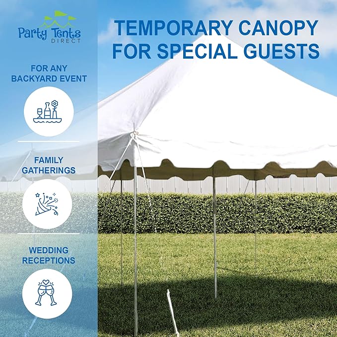 Party Tents Direct 20' x 20' Weekender Canopy Tent with Sidewalls, Easy Up Party Tent for Backyard, Outdoor Tents for Parties, Weddings, Graduations, Banquets, Events, Heavy Duty, PVC White Top