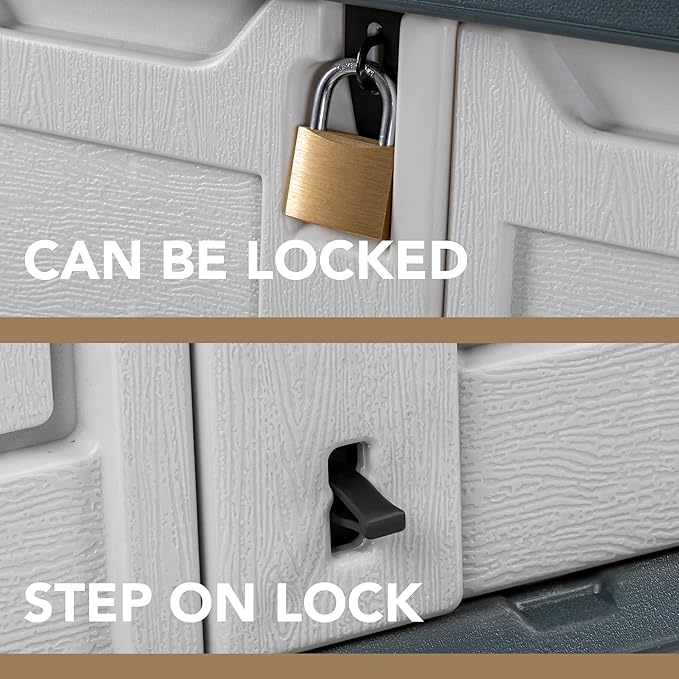 Devoko Resin Outdoor Storage Shed 34 Cu Ft Horizontal Outdoor Storage Cabinet Waterproof Patio Tools Storage Box for Sofa Cushion, Lawn Mower and Garbage Cans