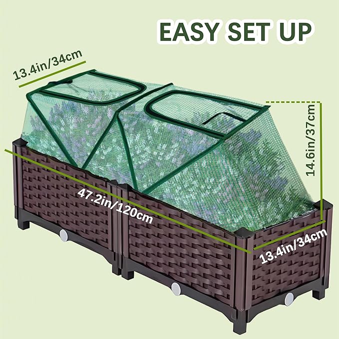 47.2" *14.6" *13.4" Foldable Garden Accelerator Plants Cover Freeze Protection for Raised Bed, Mini Greenhouse Cover with Two Air Hole, Frost Cover for Plant Vegetable Seedling Protector