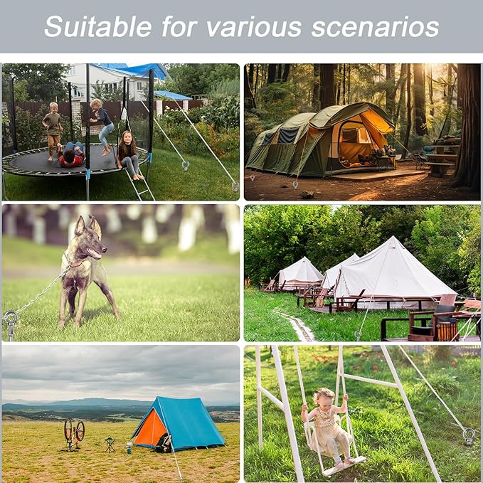 18 inch Ground Anchor Heavy Duty Earth Anchors Screw in Set for Mobile Home, Swing, Trampoline Tent Anchors Wind Resistant Tree Stakes and Supports with Drill Socket, 6 Pack