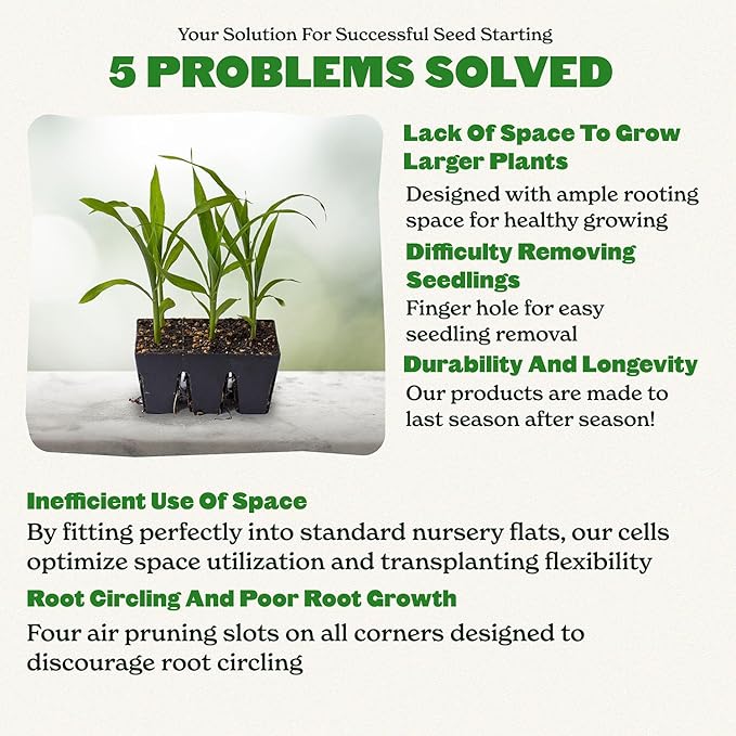 Epic Gardening Reusable Seed Starter Tray - 6 Cell/12 Seedling Starter Trays - Easy Watering, Indoor Greenhouse, Plant Starter, Gardener-Friendly for Seedlings | UV-Treated & BPA-Free - Black