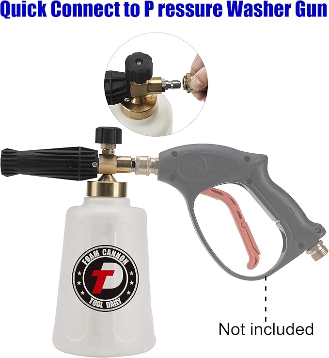 Tool Daily Pressure Washer Foam Cannon for Car Wash, Snow Foam Lance, Additional Orifice Nozzle 1.1mm, 1/4 Inch