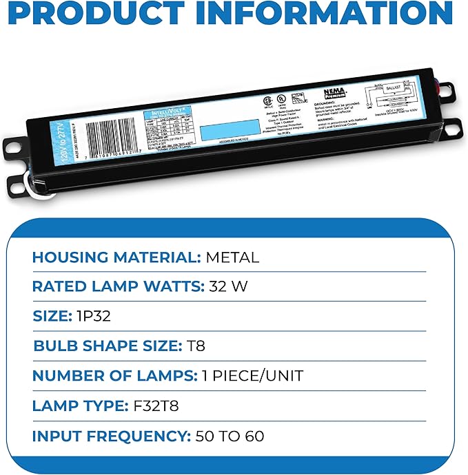 OHLECTRIC Replacement for ICN-1P32-SC 1 Lamp - T8 Fluorescent Electronic Ballast - 120-277 Volt - Instant Start - Standard and Energy Efficient Ballasts - UL Approved - OL-51252