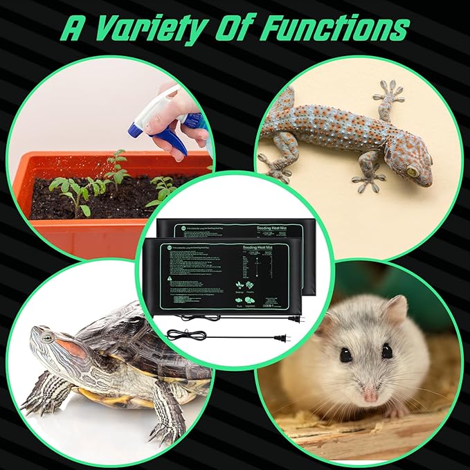 ROCEEI 16 Pack Durable Seedling Heat Mat 10 x 20.75 Waterproof Plant Heating Pad Warm Hydroponic Grow Mat for Greenhouse Grow Seed Starting Plant Germination (Black,Green)