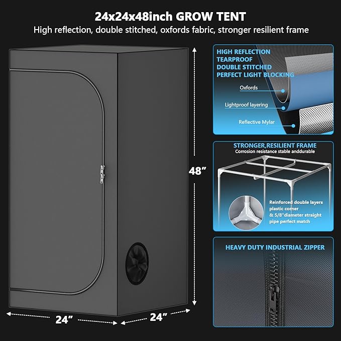 Upgrade Integrated Auto 2'X2' Grow Tent Kit Complete System, S1000 LED Grow Light, Grow Tent with 4“Ventilation Kit, Inline Fan&Carbon Filter, Irrigation Kit, Humidifier and Clip Fan