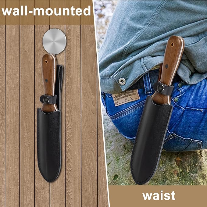 for Hori Hori Garden Knife,Garden Tools with Sheath for Weeding, Planting and Digging, 7" Stainless Steel Blade with Cutting Edge, Walnut Handle with Hanging Hole