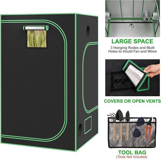 Nova Microdermabrasion 48'' x 48''x 80'' Grow Tent, 4'x4' Indoor High Reflective Mylar Hydroponic Growing Tent Room with Observation Window and Floor Tray for Plant Fruit Flower Veg
