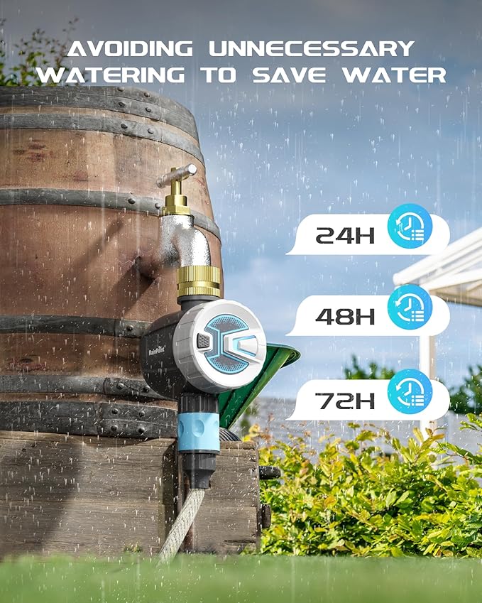 RAINPOINT WiFi Water Timer, Brass Inlet Smart Hose Faucet Timer, Automatic Irrigation System Controller for Yard Watering, APP Control via 2.4Ghz WiFi and Bluetooth (V2, 2025 Release)