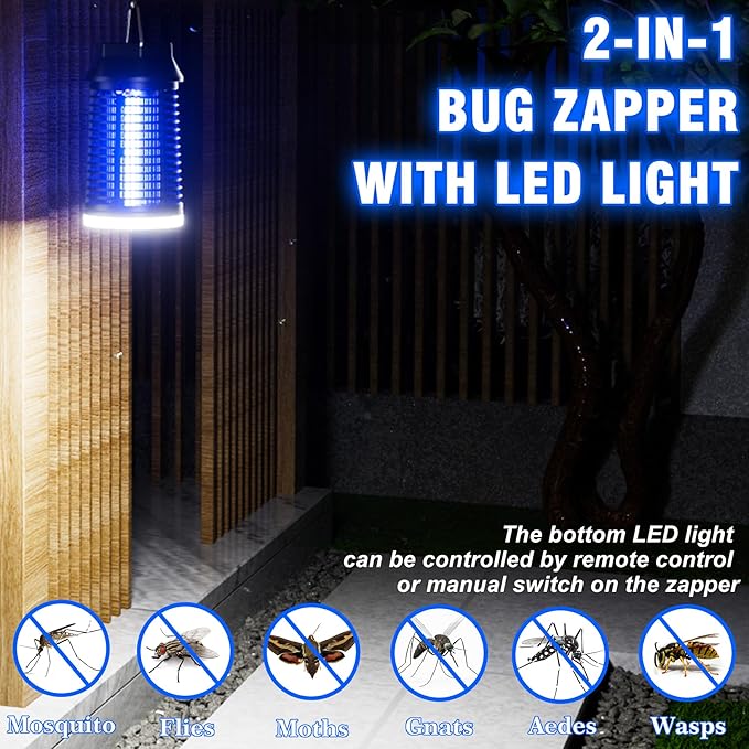 Electric Bug Zapper, Outdoor & Indoor Mosquito Killer with LED Light, Waterproof Fly Trap & Insect Catcher, Plug-in Insect Repellent for Outside, Patio, Garage, Home, and Garden