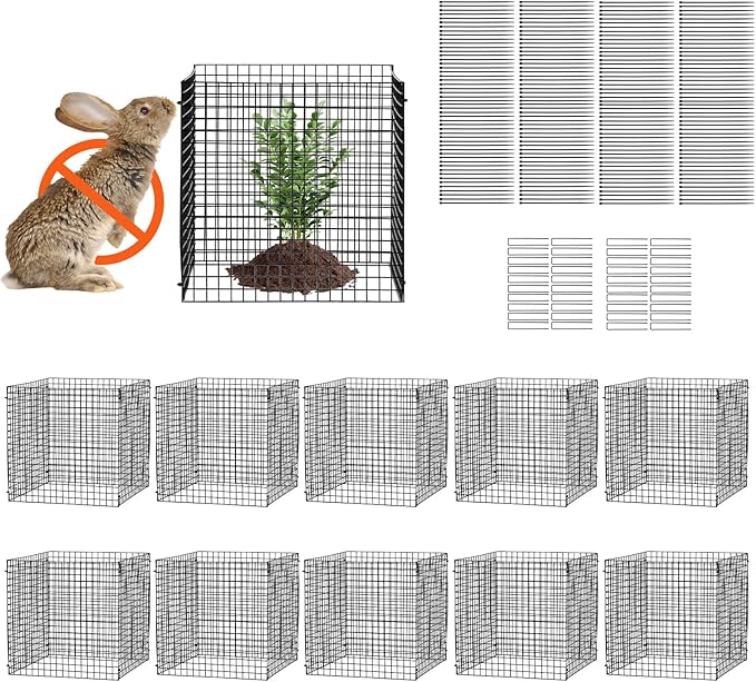 VEVOR 10 Pack Plant Protectors from Animals, 12'' x 12'' Chicken Wire Plant Protector, Plant Cages for Outdoor Plants, Flowers & Vegetables, Keeps Bunny Chicken Squirrels Out, 40pcs Metal Mesh