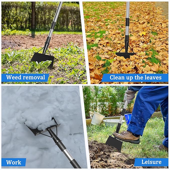 Garden Flat Shovel,Heavy Duty Weeding Tools Gardening,57 Inch Multifunctional Garden Cleaning Shovels, Floor Scrapers Long Handle,Metal Weeding Scraper for Lawn Edging, Ice Scraper, Snow Shovel