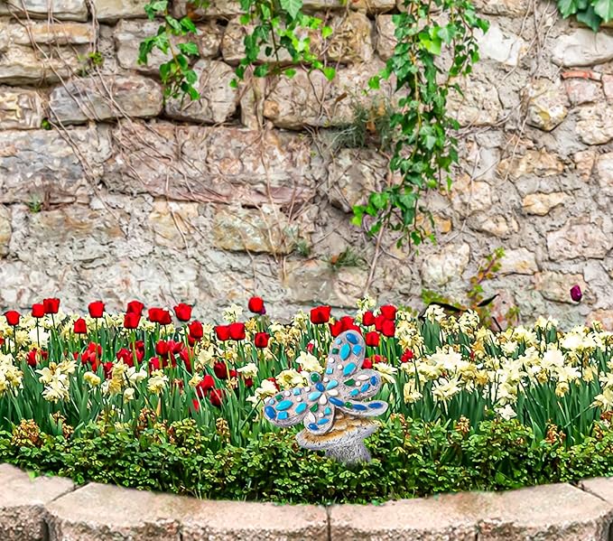 bocola Resin Dragonfly Cemetery Decoration for Grave-Memorial Gravesite Stake - Metal Ground Stake for Cemetery Decor, Grave Marker