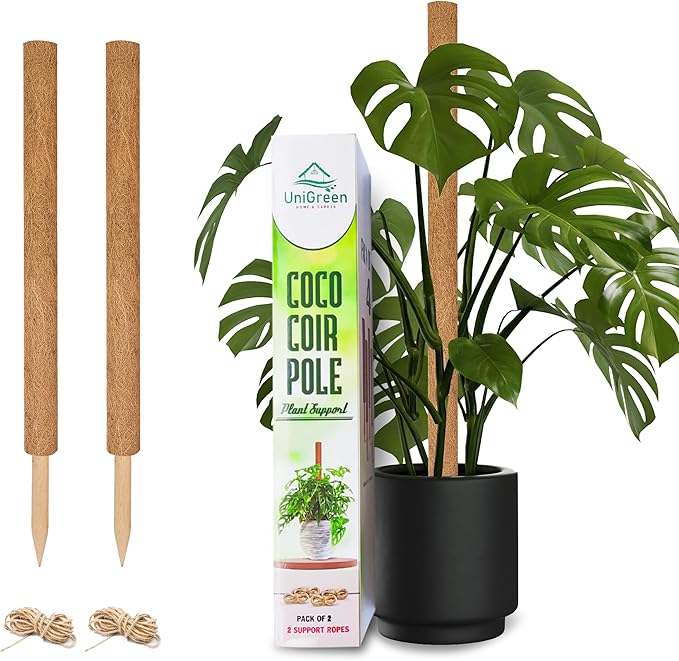 UNIGREEN 2Pack 63'' Large Premium Moss Pole, Coir Totem Poles for Big Indoor Plants, 35.5'' Moss Sticks for Monstera Plant Support, Plant Pole for Big Climbing Plants Indoor