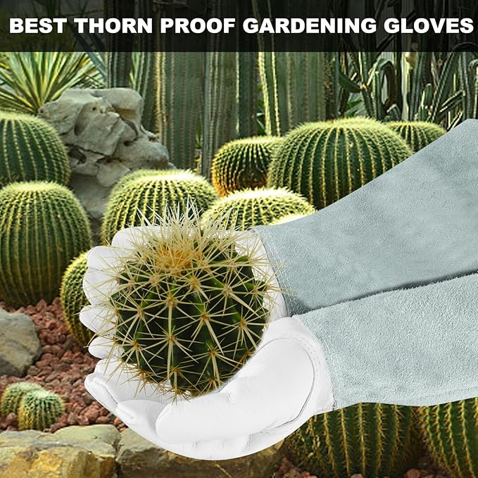 Long-Gardening-Gloves Women/Men-Thorn proof Rose Pruning Heavy Duty Gauntlet-M