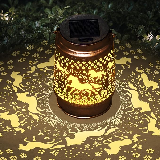 Horse Lover Solar Light Gift for Mom/Grandma/Women/Sister - Waterproof LED Mason Jar Hanging Lamp for Mother's Day - Outdoor Lantern Decor for Garden, Yard, Patio