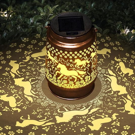 Horse Lover Solar Light Gift for Mom/Grandma/Women/Sister - Waterproof LED Mason Jar Hanging Lamp for Mother's Day - Outdoor Lantern Decor for Garden, Yard, Patio