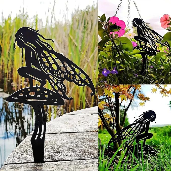 Garden Decoration Fairy Metal Flower Fairy 3-Piece Set Suitable for Yard, Flower Pot, Lawn, Flower Bed Decoration Gifts