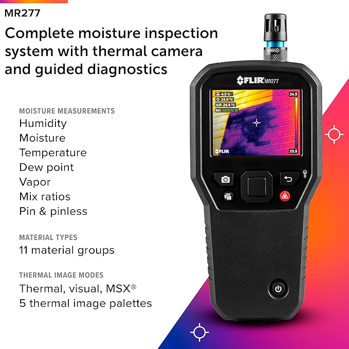 FLIR MR277 Moisture Meter, MSX IR Camera & Hygrometer for Building Inspection