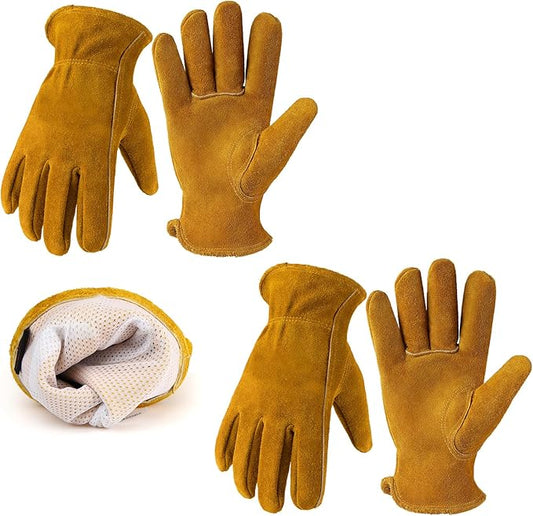 Gardening Work Gloves Leather: Garden Men Women Thorn Proof Cowhide Gardening Gloves for Heavy Duty Yard Work