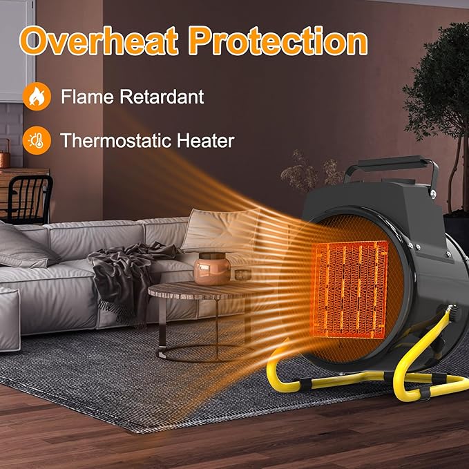 Outdoor Heater for Patio, Electric Portable Outdoor Heater with 3 Modes, 3s Fast Heating, with Overheat Protection, Electric Garage Heaters for Patio, Garage, Greenhouse, Black