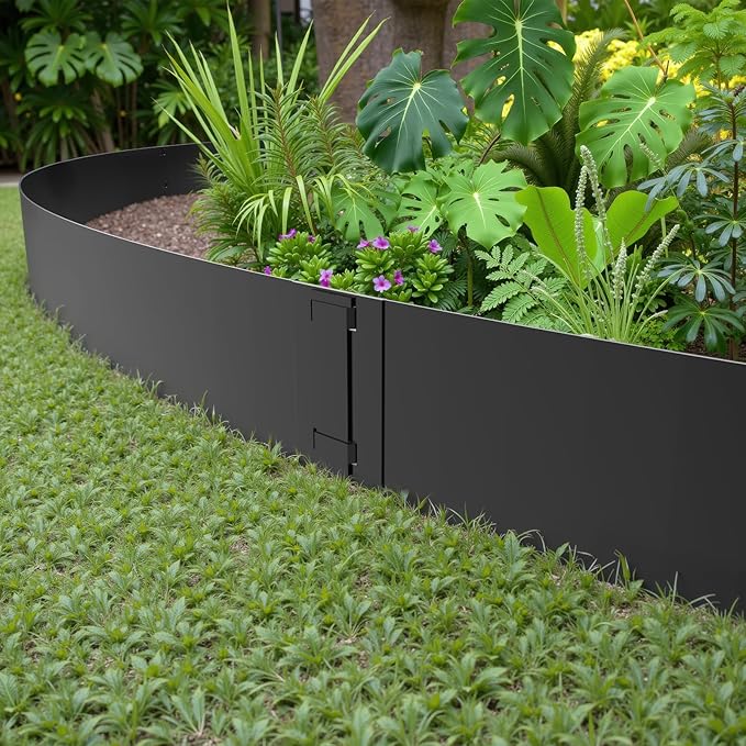 12 Pack Straight Clips 5.62 in Tall for 6 & 8 inch Ganeekiron Galvanized Steel Edging, Black