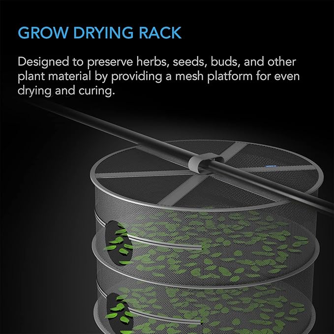 AC Infinity Herb Drying Rack, 8-Layer Hanging Mesh Net for Plants, Seeds, and Buds, 24" Diameter Fit in Grow Tents Closets Hydroponics