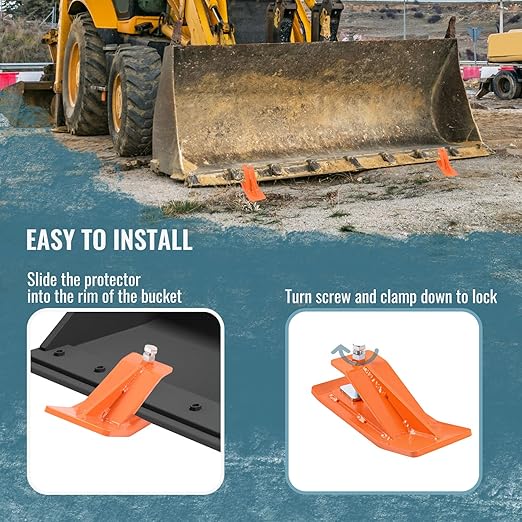 Doppy 2Pcs Tractor Bucket Protector, Ski Edge Protector, Bucket Edge Anti-Skid Device, for Snow Leaves Removal Spreading Gravel