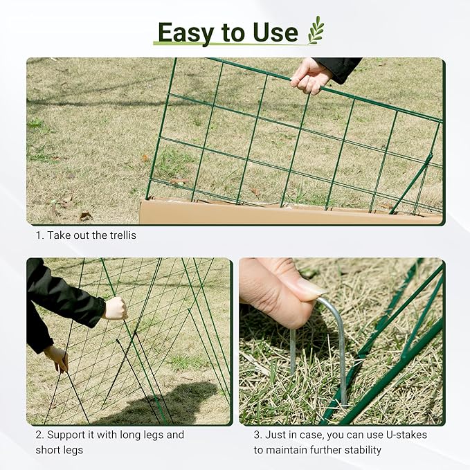 Cucumber Trellis for Raised Bed, 48" L x 32" W Garden Trellis for Climbing Plants Outdoor with Support Structures, A Frame Trellis for Climbing Vegetables Peas, Vine, Bean - 2 Pack