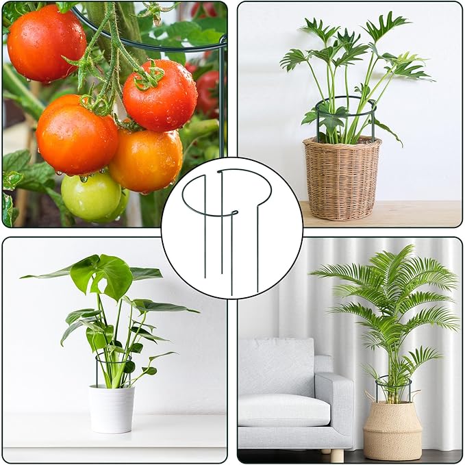 12 Pack Plant Support Stakes, Peony Cages and Supports Large 10" Wide x 24" High Tall Peony Ring Supports, Garden Plant Stakes for Outdoor Plants Rose, Tomato, Hydrangea, Flowers