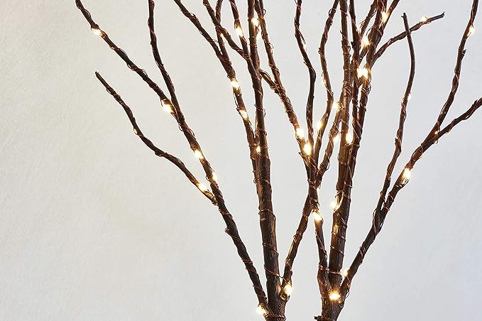 Fudios Lighted Branches 18IN 70 Warm White LED with Timer Twig Lights Battery Operated for Christmas Wedding Party Decoration(2 Set)