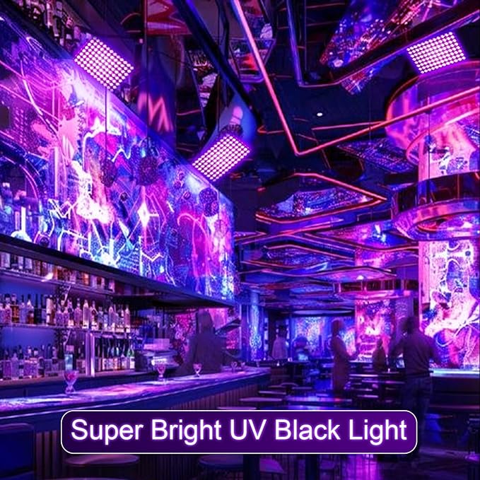 50W Black Lights, Blacklight Flood Light with Plug and Switch,for Glow Party, Halloween, Fluorescent Poster, Stage Lighting, Body Paint