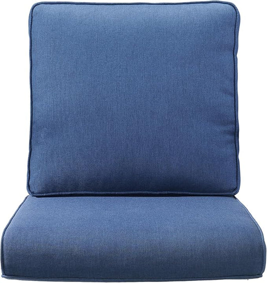 Outdoor Chair Cushions for Patio Furniture - 1 Pack Outside Durable Thick Replacement Cushion 22x24 with Zipper Cover for Wicker Glider Rocking Chairs Loveseat Couch – Blue/Regular