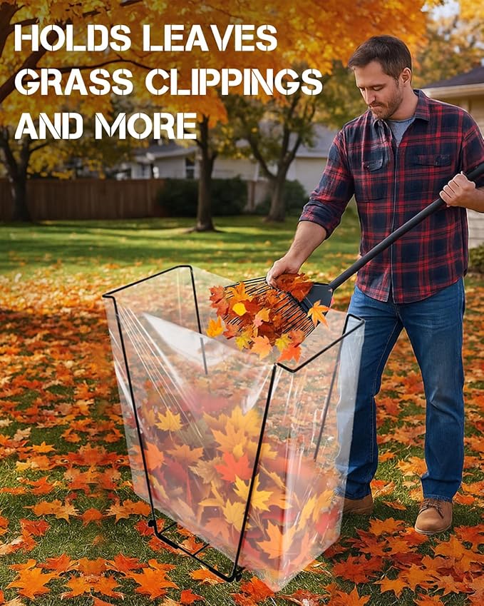 Jayhalo Outdoor Trash Bag Holder Stand 30-45 Gal, Portable Garbage Bag Holder Frame for Garden Camping Portable Trash Can, Leaf Bag Holds Disposable Bags, Freestanding Design