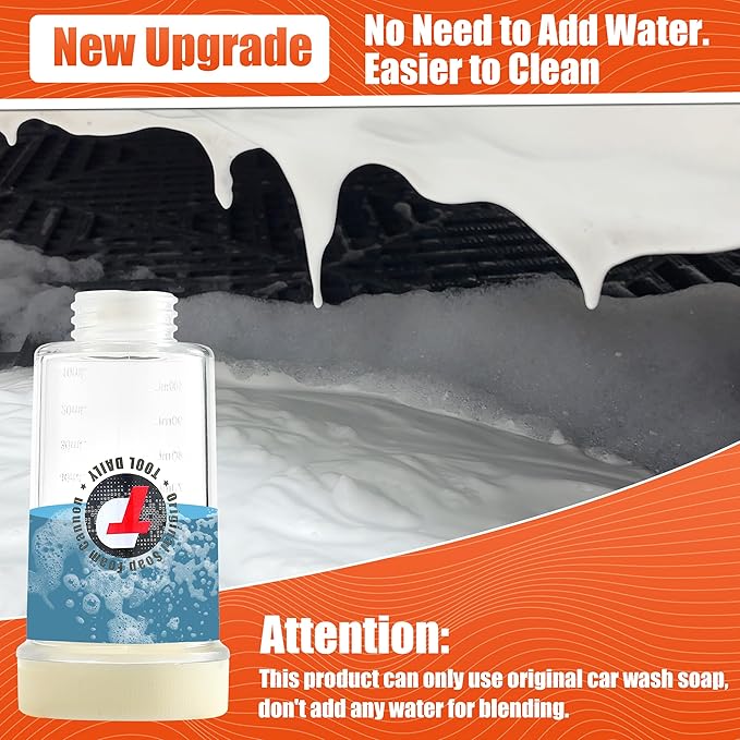 Tool Daily Pressure Washer Foam Cannon, Original Soap Foam Cannon for Car Washing, 5 Power Washer Nozzle Tips, 1/4 Inch Quick Connector