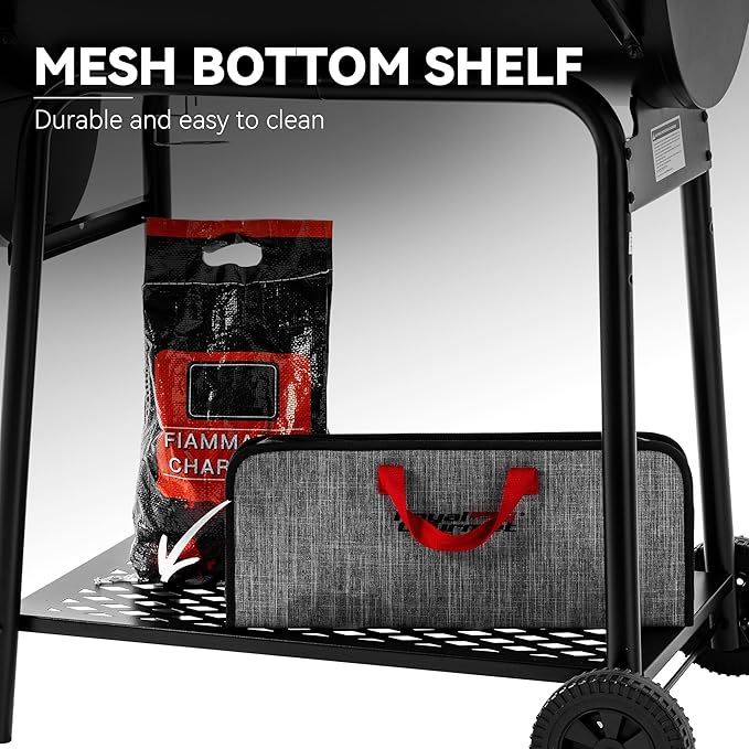 Royal Gourmet CC1830FC Charcoal Grill Offset Smoker (Grill + Cover), Black