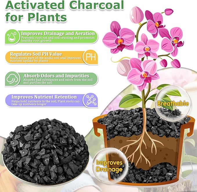 Legigo 4QT All Natural Horticultural Charcoal- Activated Hardwood Plant Charcoal for Soil Amendment, Conditioning Bonsai Soil, Succulent, Terrarium Supplies, Indoor Plant Potting Soil