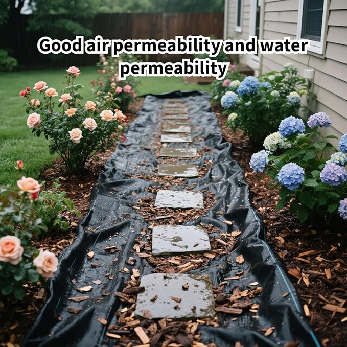 Weed Barrier Landscape Fabric, Durable PE Ground Cover Mat, High Permeability Weed Control Cloth, Gardening Weed Blocker Mat, Driveway Fabric (3x300 FT)