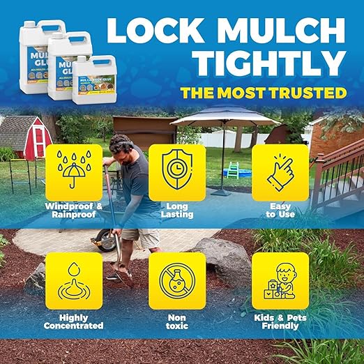 Make 42oz Rock Glue for Landscaping, Concentrated Mulch Glue, Gravel Binder for Pea Gravel, Bark, Waterproof Clear Outdoor Mulch Anchor, Stone Stabilizer for Paths, Patios, Driveways & Garden Border