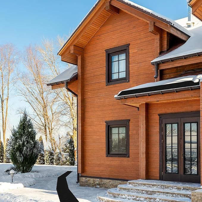 Baquler 1 Piece 20 ft Snow and Ice Melting Mats Roof and Valley Heater Ice Dam Prevention Heated Outdoor Mats Electric Snow Melting Mats for Winter Snow Removal