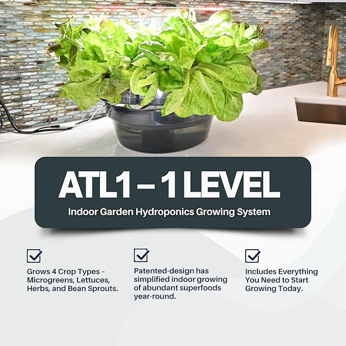 ATL1 Hydroponic Growing System Kit Garden Indoor Tabletop Garden Planter Tower with Self Watering & LED Light - Hydroponic Microgreens, Lettuce, Herbs, Sprouts in Your Home & Kitchen